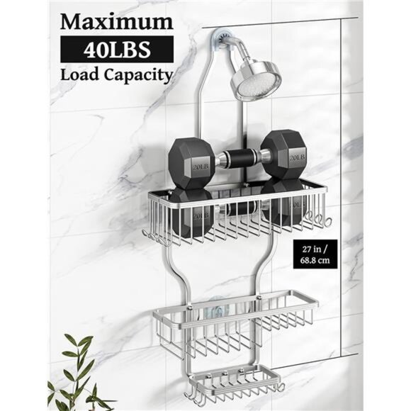 Shower Caddy Hanging - Never Rust Shower Organizer - Aluminum - Picture 5 of 7